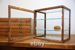 Antique Store Counter Display Case Glass Wood apothecary cabinet vintage Cigars