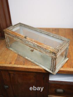 Antique Store Counter Display Case Wood apothecary cabinet vintage Glass