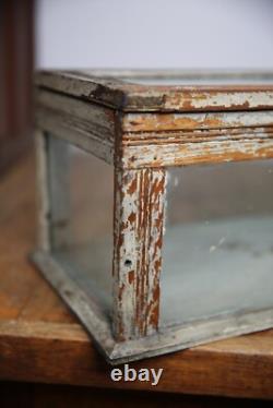 Antique Store Counter Display Case Wood apothecary cabinet vintage Glass