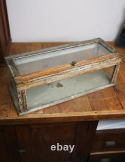 Antique Store Counter Display Case Wood apothecary cabinet vintage Glass