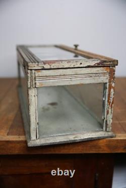 Antique Store Counter Display Case Wood apothecary cabinet vintage Glass