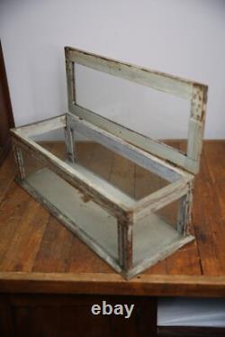 Antique Store Counter Display Case Wood apothecary cabinet vintage Glass