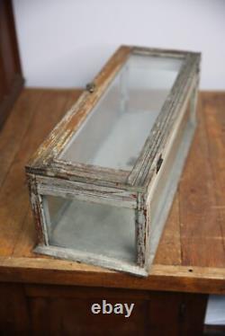 Antique Store Counter Display Case Wood apothecary cabinet vintage Glass