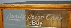 Antique Store Display Case, Purity Prize Cake, Oak & Glass, Early 20th Century