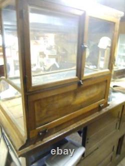 Antique Victorian Oak Tower Style Country Store Counter Top Display Showcase
