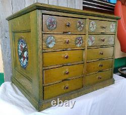 Antique Vintage 10 Drawer Oak Stafford's Typewriter Ribbon Store Display Cabinet