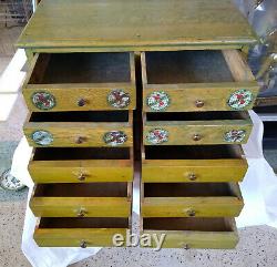 Antique Vintage 10 Drawer Oak Stafford's Typewriter Ribbon Store Display Cabinet