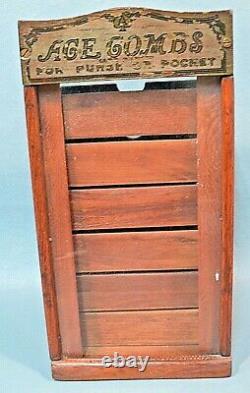 Antique/Vintage ACE COMBS Store Display Case-Wood/Glass/Drawers Barber HairDress