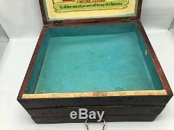 Antique Vintage M Hohner Harmonica Display Case Wooden Box General Store