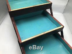 Antique Vintage M Hohner Harmonica Display Case Wooden Box General Store