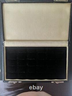 Antique Vintage Multi 24 Ring Box Display Black Velvet Jewelry Art Deco Case