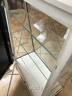 Antique Vtg Curved Glass Wood Display Case Shelves Store Showcase Cabinet