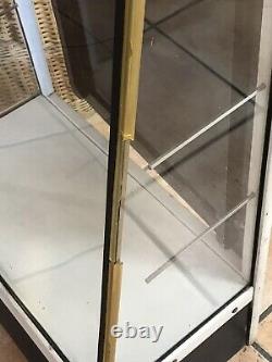 Antique Vtg Curved Glass Wood Display Case Shelves Store Showcase Cabinet