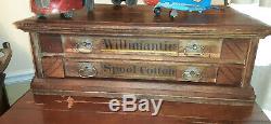 Antique WILIMANTIC 2 Two Drawer Wooden Spool Cabinet STORE DISPLAY CASE