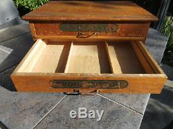 Antique Wood Country Store Display Case J & P Coats Spool Thread Sewing Cabinet