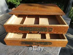 Antique Wood Country Store Display Case J & P Coats Spool Thread Sewing Cabinet