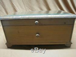 Antique Wood General Store Counter Display Case Box Mercantile Beveled Glass