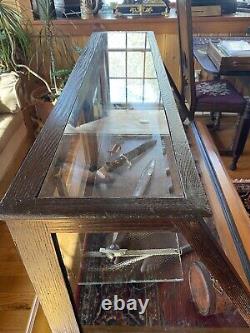Antique Wood & Glass Angled Showcase Country Drug Store Counter Top Display Case