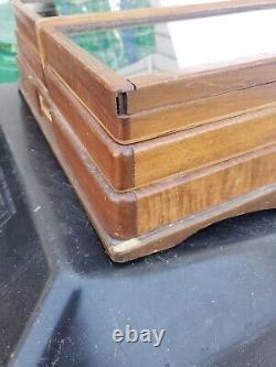 Antique Wooden Store Display Case SWANK Gentlemen's Accessories Fold Out Glass