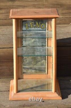 Antique ZENO GUM advertising Shelf General Store Display Case Cabinet w Mirror