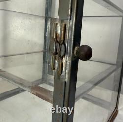 Antique handmade metal glass countertop store display show case sliding shelves