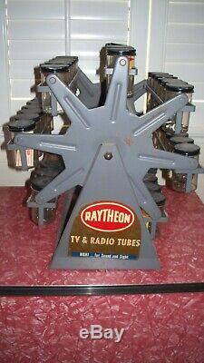 Antique vintage RAYTHEON TV & Radio Vacuum Tube Caddy Store Display Case & parts