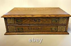 AntiqueCOUNTRY STORE CLARK ONT OAK WOOD 2 DRAWER THREAD SPOOL CABINETExc