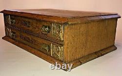 AntiqueCOUNTRY STORE CLARK ONT OAK WOOD 2 DRAWER THREAD SPOOL CABINETExc