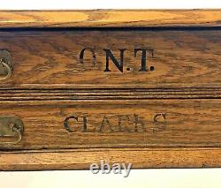 AntiqueCOUNTRY STORE CLARK ONT OAK WOOD 2 DRAWER THREAD SPOOL CABINETExc