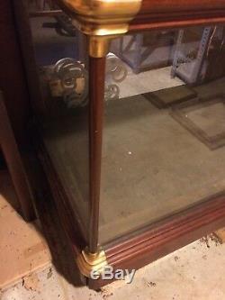Art Deco 10' Store Display Cabinet Case Mahogany Brass Trimmed Oak Back