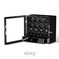 Automactic 8 Watch Winder With 6 Watches Display Storage Box Case Quiet Motor