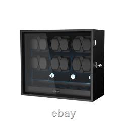 Automatic 12 Watch Winder Display Case With Blue LED Light With 6 Storage Box
