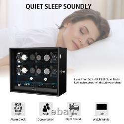 Automatic 12 Watch Winder Display Case With Blue LED Light With 6 Storage Box