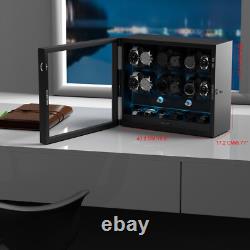Automatic 12 Watch Winder Display Case With Blue LED Light With 6 Storage Box