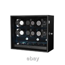 Automatic 12 Watch Winder Display Case With LED Light 6 Storage Box Patent Design
