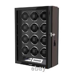 Automatic 12 Watch Winder LCD Touch Screen Display Case Storage Organizer LED