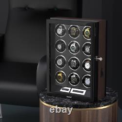 Automatic 12 Watch Winder LCD Touch Screen Display Case Storage Organizer LED
