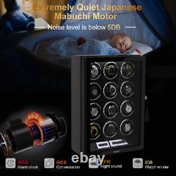 Automatic 12 Watch Winder LCD Touch Screen Display Case Storage Organizer LED