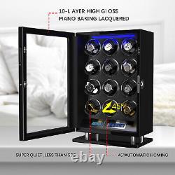 Automatic 12 Watch Winder LED LCD Touch Screen Display Storage Case Box Gift