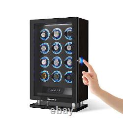 Automatic 12 Watch Winder Storage Display Case Box LCD Touch Screen Display LED