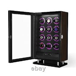 Automatic 12 Watch Winder Storage Display Case Box LCD Touch Screen Display LED