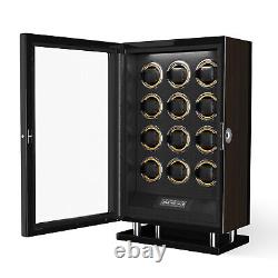 Automatic 12 Watch Winder Storage Display Case Box LCD Touch Screen Display LED