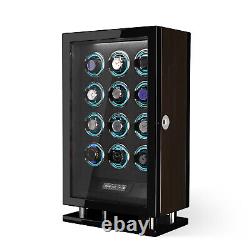 Automatic 12 Watch Winder Storage Display Case Box LCD Touch Screen Display LED