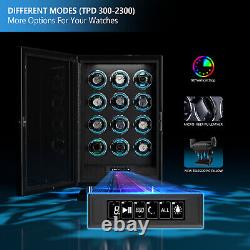 Automatic 12 Watch Winder Storage Display Case Box LCD Touch Screen Display RGB