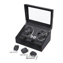 Automatic 4+6 Watch Winder PU Shell Storage Case Display Box Silent Motor NEW