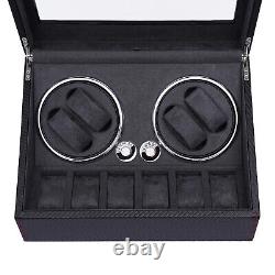 Automatic 4+6 Watch Winder PU Shell Storage Case Display Box Silent Motor NEW