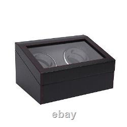 Automatic 4+6 Watch Winder PU Shell Storage Case Display Box Silent Motor NEW