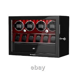 Automatic 4 Watch Winder Case With 6 Watches Display Storage Box LED Light Gift