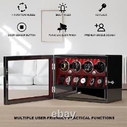 Automatic 4 Watch Winder Case With 6 Watches Display Storage Box LED Light Gift