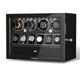 Automatic 4 Watch Winder Case with 6 Watch Display Drawer Storage Box LED Black